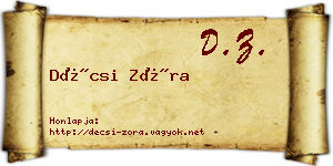 Décsi Zóra névjegykártya